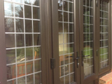 Dark wood effect exterior leaded French doors